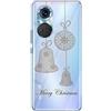Mixroom - Cover Custodia Case In TPU Silicone Morbida Sfondo Trasparente Per OPPO A60 4G Fantasia Addobbi Natalizi Color Oro 635