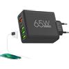 Generico caricabatterie porte multiple, caricabatterie USB porte multiple - Stazione di ricarica a 6 porte | 65 W 4 porte USB, 2 stazioni