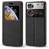 Shantime Custodia Flip in Pelle PU con Finestra Visibile e Chiusura Magnetica Invisibile Compatibile con ZTE Nubia Z60 Ultra 5G, Protezione Totale (Nero)