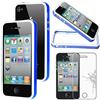 ebestStar - Bumper Cover Compatibile con iPhone 4, 4S Custodia Protezione Sottile Slim, Anti Shock Assorbimento Urti, Blu/Bianco + Vetro Temperato [Apparecchio: 115.2 x 58.6 x 9.3mm, 3.5'']