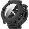 SEIAIYG Custodia Compatibile con Amazfit T-Rex 3 Pro 48mm, Anti-Graffio PC Protettiva Cover Caso con Vetro Temperato (Nero)