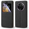Shantime Custodia Flip in Pelle con Finestra Compatibile con OPPO Realme 14 Pro 5G RMX5056, Display Visibile, Chiusura Magnetica Invisibile e Slot Carta(Nero)