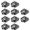 sourcing map 10Pcs PCB Mount 3.5mm 5 Pin Presa Cuffie Stereo Jack Audio Video Connettore Nero PJ-3F07