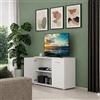 Linea Azzurra Mobile Porta TV da 90 con 2 Ante H80xL90xP45 Supporto Televisione da Pavimento in Legno 100% Made In Italy (Bianco Frassinato)