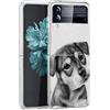 Mixroom - Cover Custodia Back case In TPU Silicone Morbido Per Samsung Galaxy Z Flip 3 5g Fantasia Cucciolo Di Cane Bianco E Nero M596