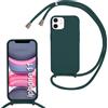 MBSLFY Cover Cordino per iPhone 11 Custodia con tracolla,Regolabile Cellulare Girocollo Case con Collana TPU Corda Silicone,Verde scuro