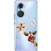 Mixroom - Cover Custodia Case In TPU Silicone Morbida Sfondo Trasparente Per OPPO A78 5G Fantasia Renna Con Fiocco 641