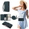 SEHEYA Custodia a Libro per Google Pixel 7A Case Embossed Flip Portafoglio Cover Cordino Tracolla Regolabile in Pelle PU con Cerniera Slot Schede Caso, Blu Navy