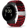 Niboow Intrecciato Cinturino per Google Pixel Watch 4/3/2/1 (41mm), Sportiva Nylon Cinturini per Google Pixel Watch 4/3/2/1 (41mm) - Nero/Rosso