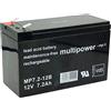 Multipower Batteria al piombo MP7.2-12B 12 Volt 7.200 mAh con connettori da 6,3 mm