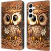 Bnvdfre Custodia per Samsung Galaxy A14 5G/4G, in pelle PU, magnetica, resistente agli urti, con scomparto per carte di credito, pieghevole, in silicone, con motivo a flip, gufi