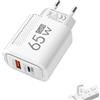 Generico Adattatore Da Muro | Caricatore USB C Cubico - Adattatore Portatile Con Prese Multiple Per Uso Con Laptop, Tablet, E-Reader, Smartwatch E Per Viaggio, Scuola, Appartamento, Dormitorio, Hotel, Casa