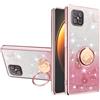 Yarxiawin Custodia per OPPO Reno 4Z 5G Silicone Morbido con Anello Supporto, Effetto Glitter per OPPO Reno 4Z Cover Trasparente Sottile Fiore Antiurto Case Brillante (Rosa)