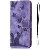 BRAND SET Cover per Samsung Galaxy A12 Custodia per Telefono Simpatica Stampa Gatto Farfalla Con Slot per Schede Multiple Custodia per Samsung Galaxy A12-Viola