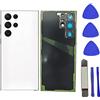 PCTC Galaxy S22 Ultra Housing Door Panel Cover di ricambio per Samsung Galaxy S22 Ultra Cover posteriore in vetro con strumenti nastro e obiettivo fotocamera + strumenti (bianco fantasma)