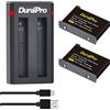 DuraPro ONE X3 2 batterie da 1800 mAh + doppio caricatore USB con porta di tipo C per fotocamera di azione Insta360 ONE X3