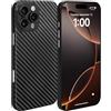 doupi Custodia ultra sottile compatibile con iPhone 16 Pro Max (6,9 pollici), effetto fibra di carbonio, supporto per la ricarica wireless, cover protettiva super sottile, effetto fibra di carbonio