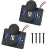 Alrens 2 pezzi presa caricatore da auto doppia USB 4.8 A con interruttore, 12 V/24 V pannello USB di controllo a doppia porta, caricatore USB da auto, per auto, marina, campeggio, SUV