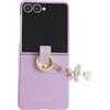 COQUE Custodia per Galaxy Z Flip 7,cover per telefono ad anello ultra sottile con ciondolo a forma di nuvola,custodia pieghevole per telefono Samsung Galaxy Z Flip 7-Viola