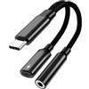 Solryn Adattatore USB C Jack 3.5mm e Ricarica PD 60W, Splitter 2 in 1 Type C per Cuffie e Caricatore, Nylon Intrecciato, Compatibile con iPhone 15/16 Pro Max, Samsung S24/S23, Huawei, Xiaomi, Pixel