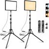 Ci-Fotto - Confezione di 2 luci LED per foto e video, colore bicolore, 2800-6500 K, luce continua, USB dimmerabile, kit di illuminazione fotografica da 68 pollici con supporto treppiede per studi,