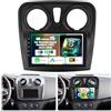 SIXTOP 8 core 6+128G Autoradio Bluetooth per Dacia SANDERO II B52 2012-2019, Carplay Radio IPS 2.5D da 9 con Wireless Android Auto FM/RDS/32EQ/DSP/GPS/WiFi/SWC + Telecamera Posteriore AHD