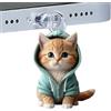 Generic Copertura per porta di ricarica, protezione di ricarica con ciondoli a forma di gatto, tappo antipolvere USB C, tappo di protezione per dispositivi di tipo C