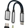 HOYULLI Adattatore da USB C a jack da 3,5 mm (2 in 1) di tipo C di ricarica Jack per iPhone 16 15 Pro Max per iPad, compatibile con Samsung S24 S25 per Apple Headphone Microfono splitter AUX Audio Cable