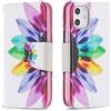 AIFILLE Bianca Custodia iPhone 12 Mini Antiurto Protettiva Flip Premium PU Pelle Portafoglio Donna Cover a Libro per iPhone 12 Mini Fiore del Sole Colorato Design con Porta Carta di Credite Funzione