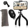 MOJOGEAR KIT mini treppiede flessibile: con supporto per telefono, telecomando Bluetooth, adattatore per action cam e custodia - fino a 18 cm di altezza - Nero