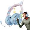 MLqkpwy Cuffie LED con orecchie di gatto, cuffie luminose con orecchie di gatto | Cuffie LED pieghevoli per wireless con controllo del volume per i viaggi, cuffie audio surround wireless per PC