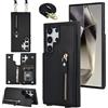 Generic Custodia a portafoglio per Samsung Galaxy S24 Ultra Crossboday con porta carte, in pelle con blocco RFID, chiusura magnetica, cavalletto antiurto, custodia protettiva (nero)