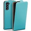 moex Custodia a libro per Samsung Galaxy S21 FE 5G, custodia pieghevole, a 360 gradi, in pelle vegana, con aletta verticale, magnetica, colore: turchese