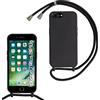 MBSLFY Cover per Cordino con Collana per iPhone 6/6s Plus/iPhone 7/8 Plus, Custodia Silicone Morbido con Corda, Case Tracolla Silicone con Necklace Regolabile per iPhone 6 Plus/iPhone 7 Plus, Nero
