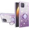 Yarxiawin Custodia per OPPO Reno 4Z 5G Silicone Morbido con Anello Supporto, Effetto Glitter per OPPO Reno 4Z Cover Trasparente Sottile Fiore Antiurto Case Brillante (Viola)