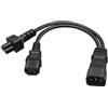 PLCPDM Cavo adattatore connettore a 3 poli da C14 a C5+C13 da spina maschio a femmina cavo convertitore splitter a Y