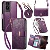 LIAOCY A Tracolla Custodia Per TCL 50 SE/TCL 40 NxtPaper 4G, Cover Con Portafoglio Porta Carte E Scocca Interna In TPU, Antiurto E Antigraffio Con Supporto, Purple.