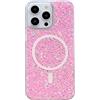 N NEWTOP Cover CV52 Compatibile Apple iPhone 16 Plus, Custodia Case Magic Glitter Scintillio Brillantini Luminosa TPU Rigida Trasparente Ricarica Wireless Hard Posteriore Anti Urto Lucida (Rosa)