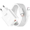 ACOCOBUY Caricabatterie rapido da 80 W per Honor 400, 2 porte PD caricabatterie da parete a ricarica rapida 6A cavo USB-C 1 m per Honor 200 400 600 Lite/Smart Magic7 6 Lite 6 Pro X6b X6c X7c X8d Pad 10 X9a X8a