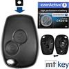 mt key Telecomando radio per chiave auto, 1 custodia 2 tasti + 2 morsetti batteria + 1 batteria CR2016 compatibile con Renault/Dacia/Opel