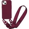 MBSLFY Cover Cordino per iPhone 15 Plus Custodia con tracolla, Regolabile Cellulare con Collana TPU Corda Silicone con Practical Stylish Custodia telefono - Rosso