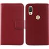 Gukas Design Vera Pelle Case per Wiko View 2 PRO 6 Genuine Flip Cover Custodia Caso Guscio Protettiva Skin con Scomparti Carte Portafoglio (Rosso Scuro)