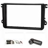 tomzz Audio 2457-000 Set di cornici radio doppio DIN compatibile con VW Golf 5 V 6 VI Touran Passat 3C Caddy EOS Skoda Octavia con adattatore Quadlock ISO Fakra Antenne Phantom Power ISO DIN
