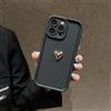 SSASMEU Custodia morbida in silicone con motivo a cuore dorato 3D per iPhone 15, 14, 13, 12, 11, 16 Pro Max, Xs, Xr, 7, 8 Plus, SE 2020, antiurto, opaca, nera, per iPhone 15Pro Max