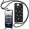 Foonary Cover con Cordino per iPhone 17e/iPhone 16e, Custodia con Laccio Collana Tracolla Aesthetic Disegni Morbido Antiurto TPU Necklace Regolabile Protettiva Corda Case per iPhone SE 4 6,1, Cuore