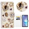 BLOTECH Bling Case for Honor X8A Custodia 3D Handmade Luxury Women Case Wallet Leather Cover Rilievo Brillantini Glitters Flip Caso in Pelle PU con Credit Card Slots Fold Leather Cover Zaino Nero