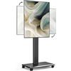 THEGA Carrello TV Mobile Staffa Con Ruote - Supporto TV Girevole Per Schermi Da 32-55 Pollici, Supporto Universale Per TV Da Pavimento Per Sala Conferenze