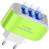 ALCXAZS Caricabatterie per telefono con spina europea 2000 mA Adattatore di ricarica USB portatile Protezione del circuito in plastica Blocco multiporta di ricambio, Verde
