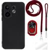 ESACMOT ESCAMOT [4 in 1] Custodia Compatibile con Vivo X200 FE 5G con Lanyard, Cinturino da Polso e Anello, Cover Anti-Caduta Kit da Viaggio Sicuro (set rosso)