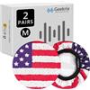 Geekria 2 paia di copriorecchie in tessuto flessibile (certificato di sicurezza del prodotto), lavabili ed elastici, protezioni sanitarie per cuffie over-ear (motivo bandiera M/America)